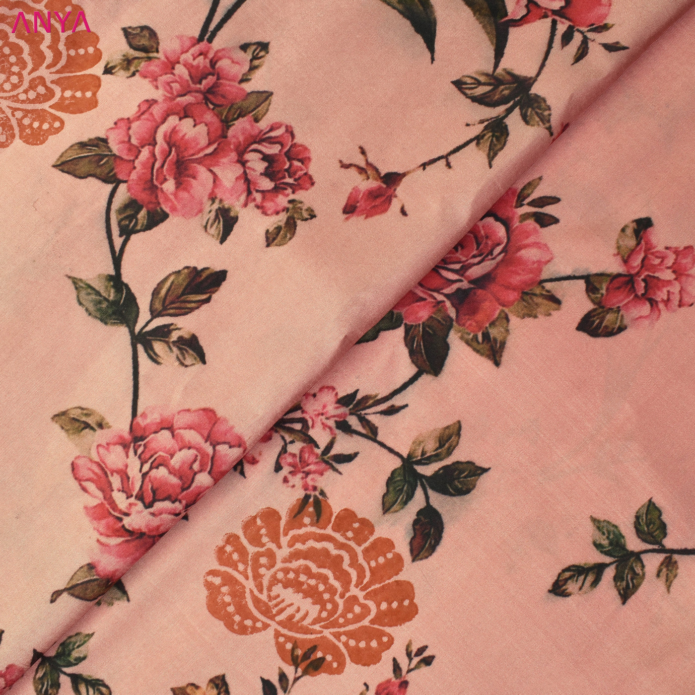 Onion Pink Printed Kanchi Silk Fabric (6578591432817)