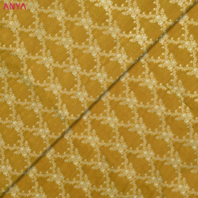 Mustard Banarasi Silk Fabric with Creeper Design