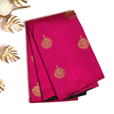 rani-pink-kanchi-silk-saree-with-black-pallu-and-blouse