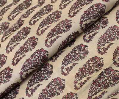 off-white-tussar-fabric-with-red-paisley-floral-printed-designs