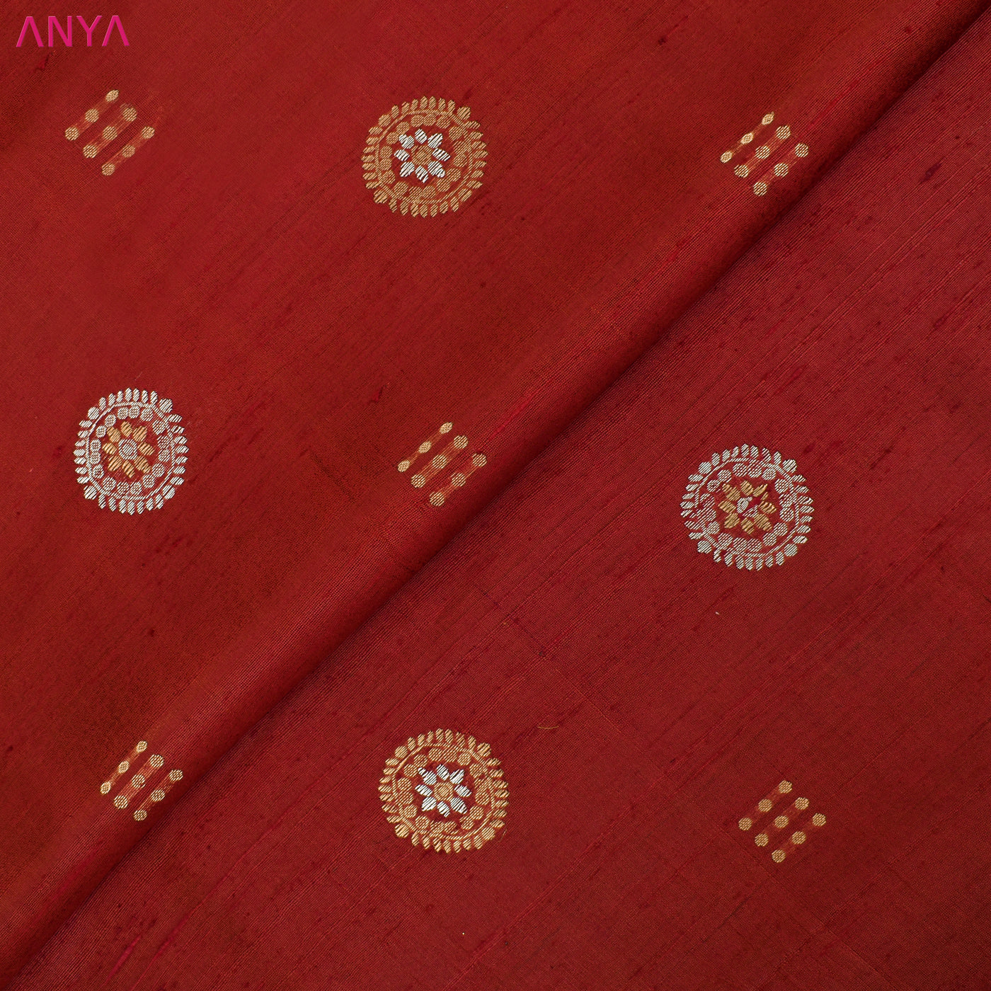 Coral Red Tussar Silk Fabric