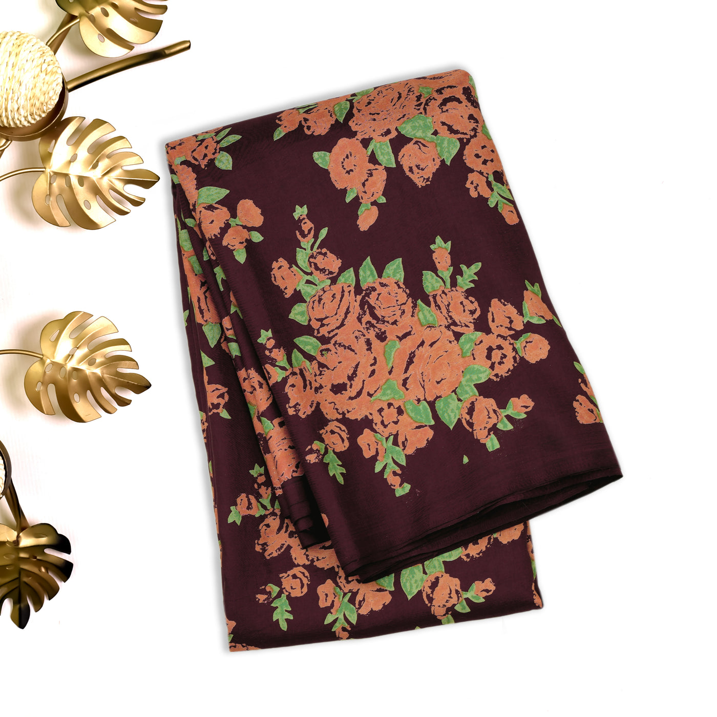 V Pakku Printed Kanchi Silk Saree with Floral Design