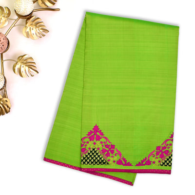 Neon Green Embroidery Silk Saree