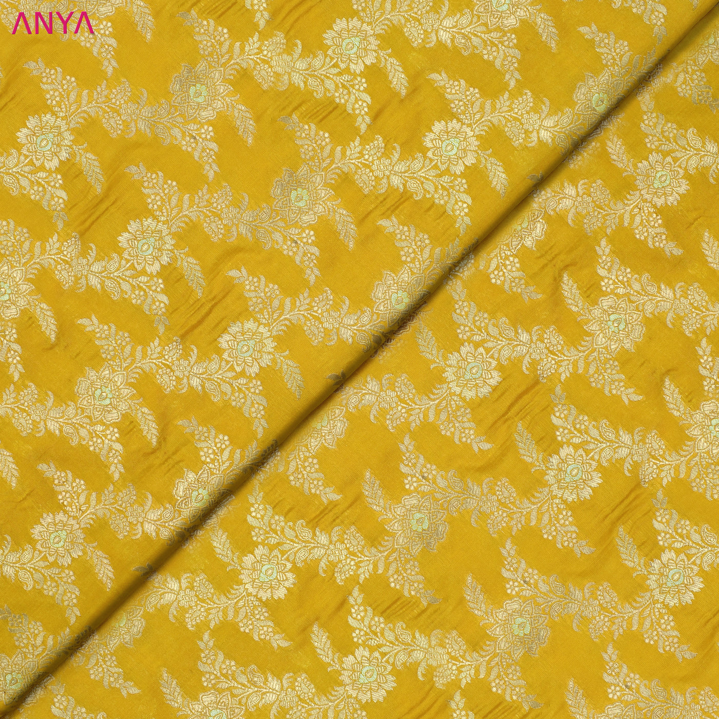 Yellow Banarasi Silk Fabric