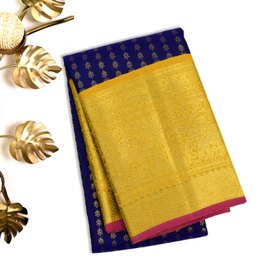 MS Blue Kanchipuram Silk Saree with Jewel Butta Design