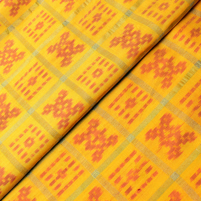 mustard-yellow-ikkat-silk-fabric-with-rust-orange-zari-border