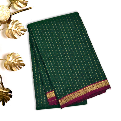 Dark Green Kanchipuram Silk Saree with Kuligai Butta Design
