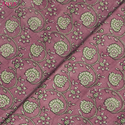 Onion Pink Tussar Fabric with Kantha Work Design