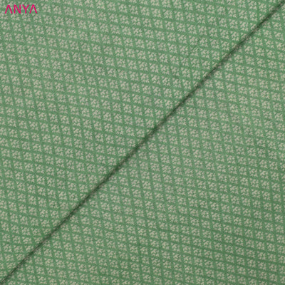 Green Linen Fabric with Small Printed Design