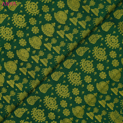Dark Green Kanchi Silk Fabric with Jewellery Butta Design