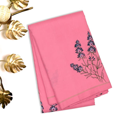 Pink Hand Painted Kanchi Silk Saree with Floral Painted Design
