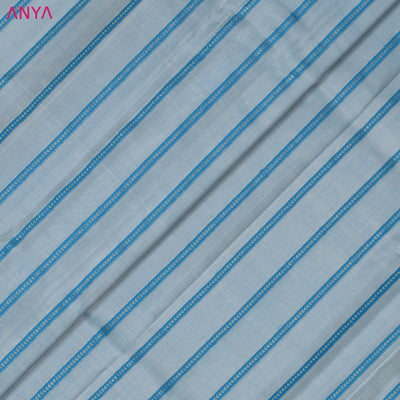 Blue Kanchi Silk Fabric with Kathir Lines Design