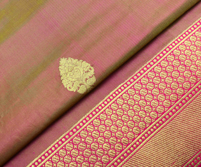 rose-and-green-banarasi-silk-fabric-with-antique-gold-floral-zari-and-gold-zari-border