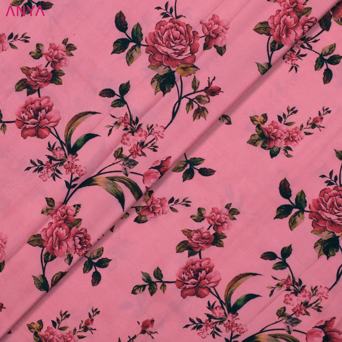 Pink Kanchi Discharge Printed Silk Fabric