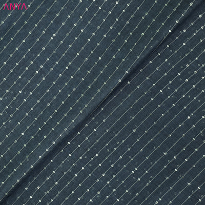 Navy Blue Tussar Sequence Fabric