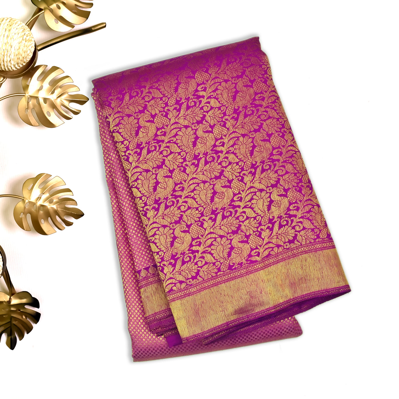 Pink Kanchipuram Silk Saree with Dots Design
