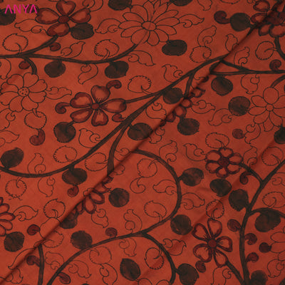 Milagai Orange Pen Kalamkari Fabric