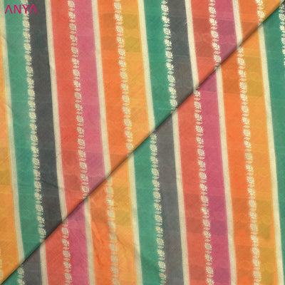 Multi Colour Georgette Banarasi Silk Fabric