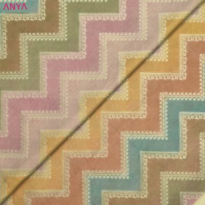Multi Colour Georgette Banarasi Silk Fabric
