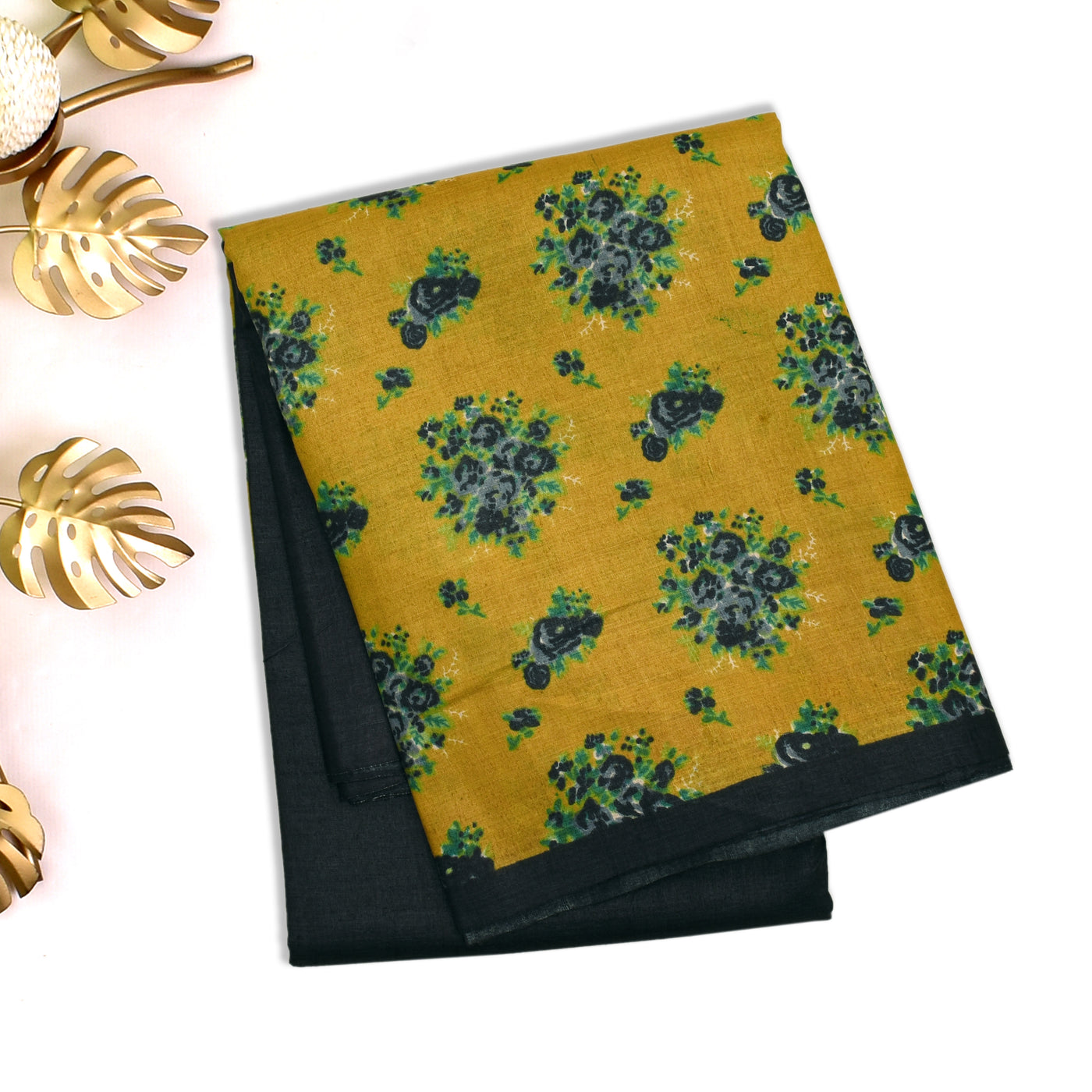 Mustard Tussar Silk Saree with Small Printed Design