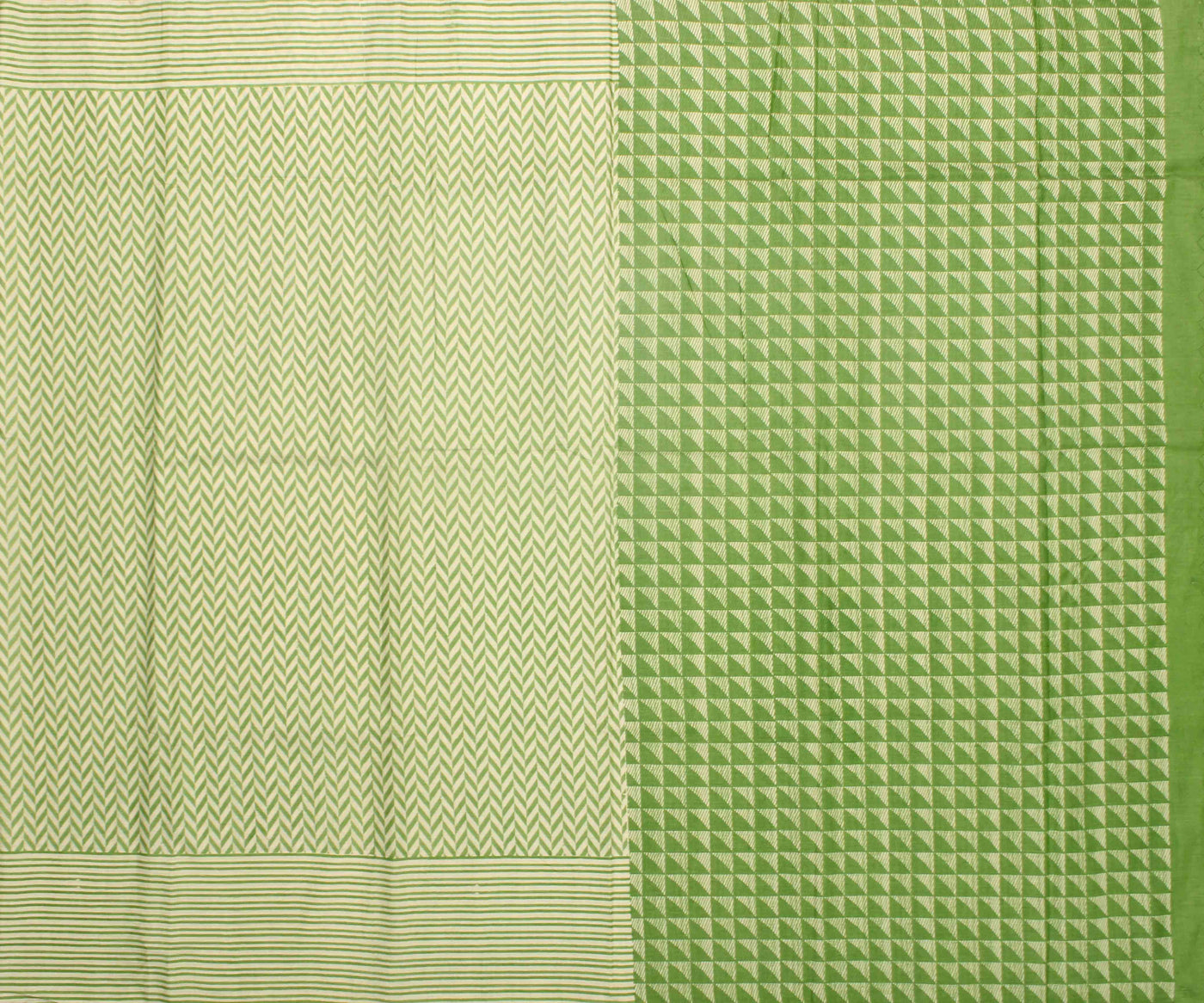 off-white-soft-tussar-saree-with-pastel-green-striped-border-and-blouse