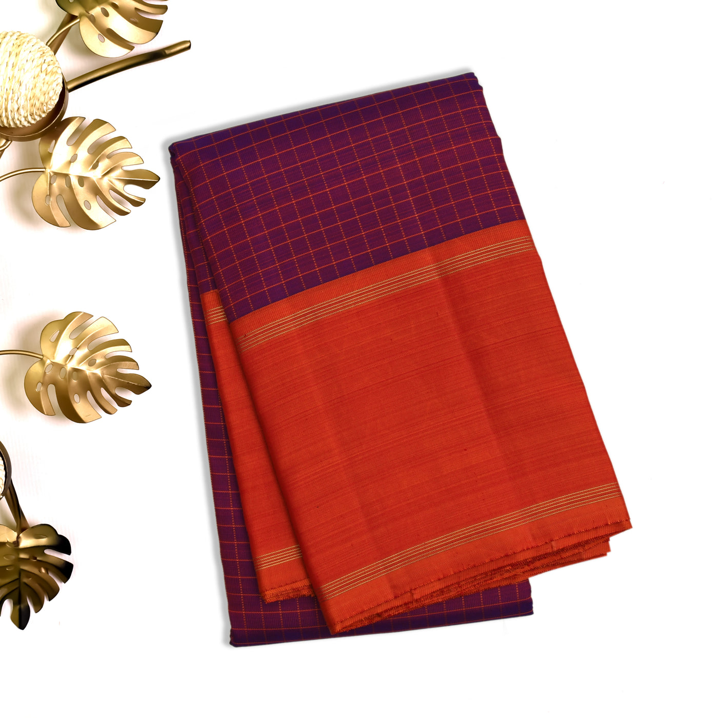 Maroon Kanchipuram Silk Saree with Thread Checks Design