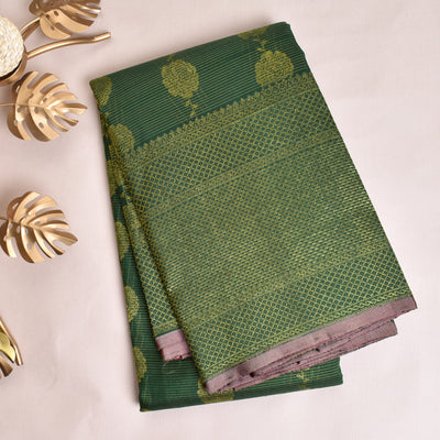 bottle-green-kanchi-silk-saree-with-pink-blouse