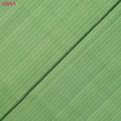 Apple Green Kanchi Silk Fabric with Muthu Seer Lines Design