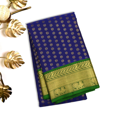 MS Blue Kanchipuram Silk Saree with Small Butta Design
