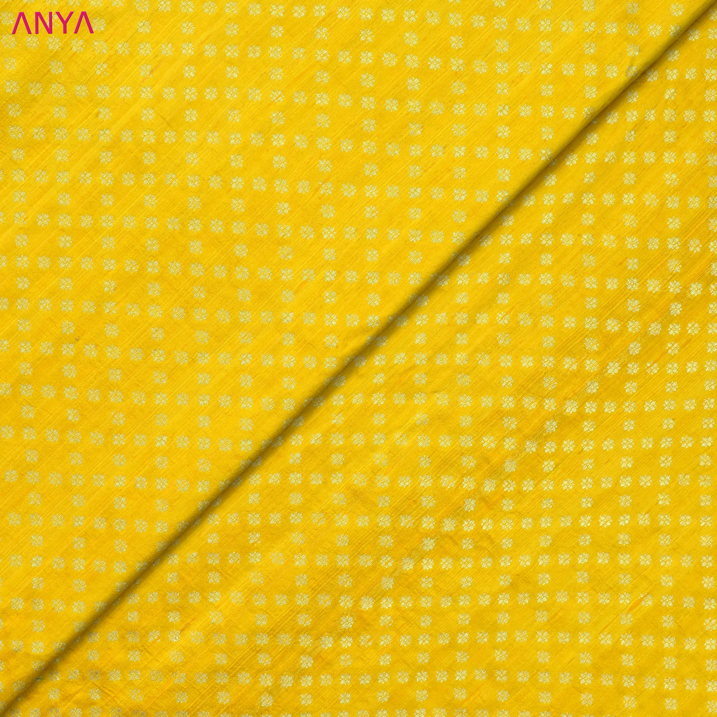 Yellow Banarasi Silk Fabric with Small Zari Butta Design