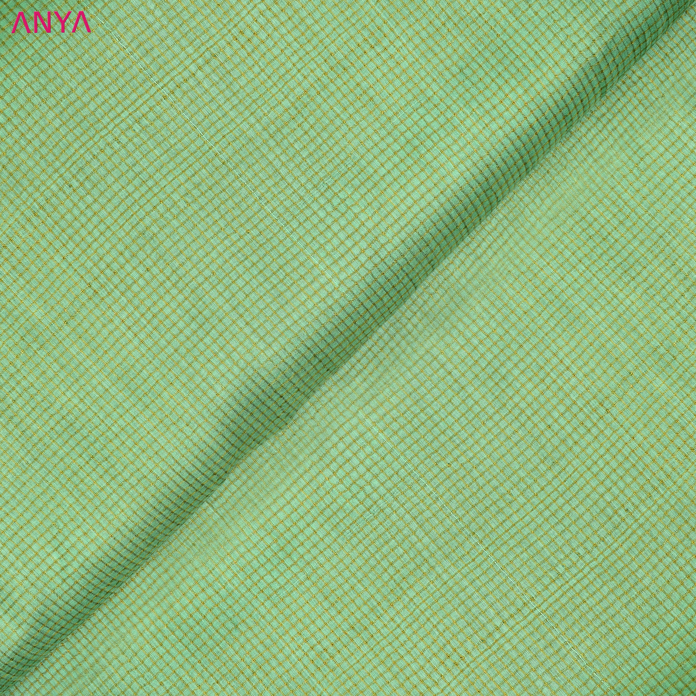 Apple green Tussar Silk Fabric with Zari Design