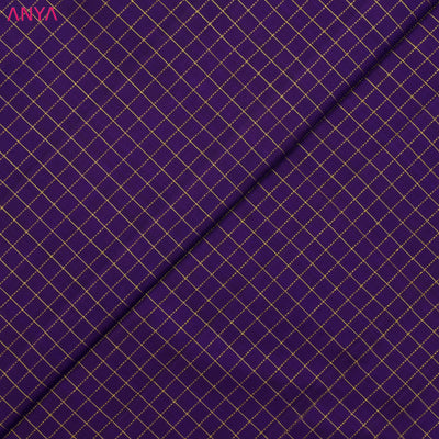Violet Kanchi Silk Fabric with Small Zari Checks Design