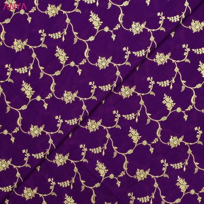 Violet Banarasi Silk Fabric with Creeper Design