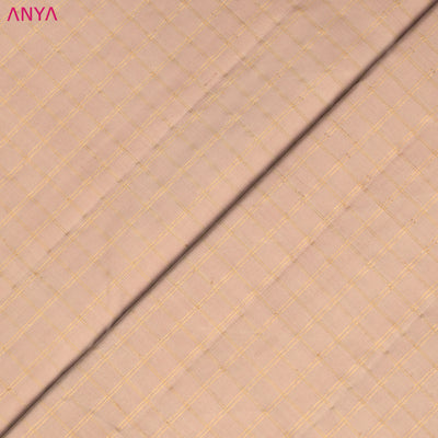 Onion Pink Kanchi Silk Fabric with Muthu Zari Checks Design