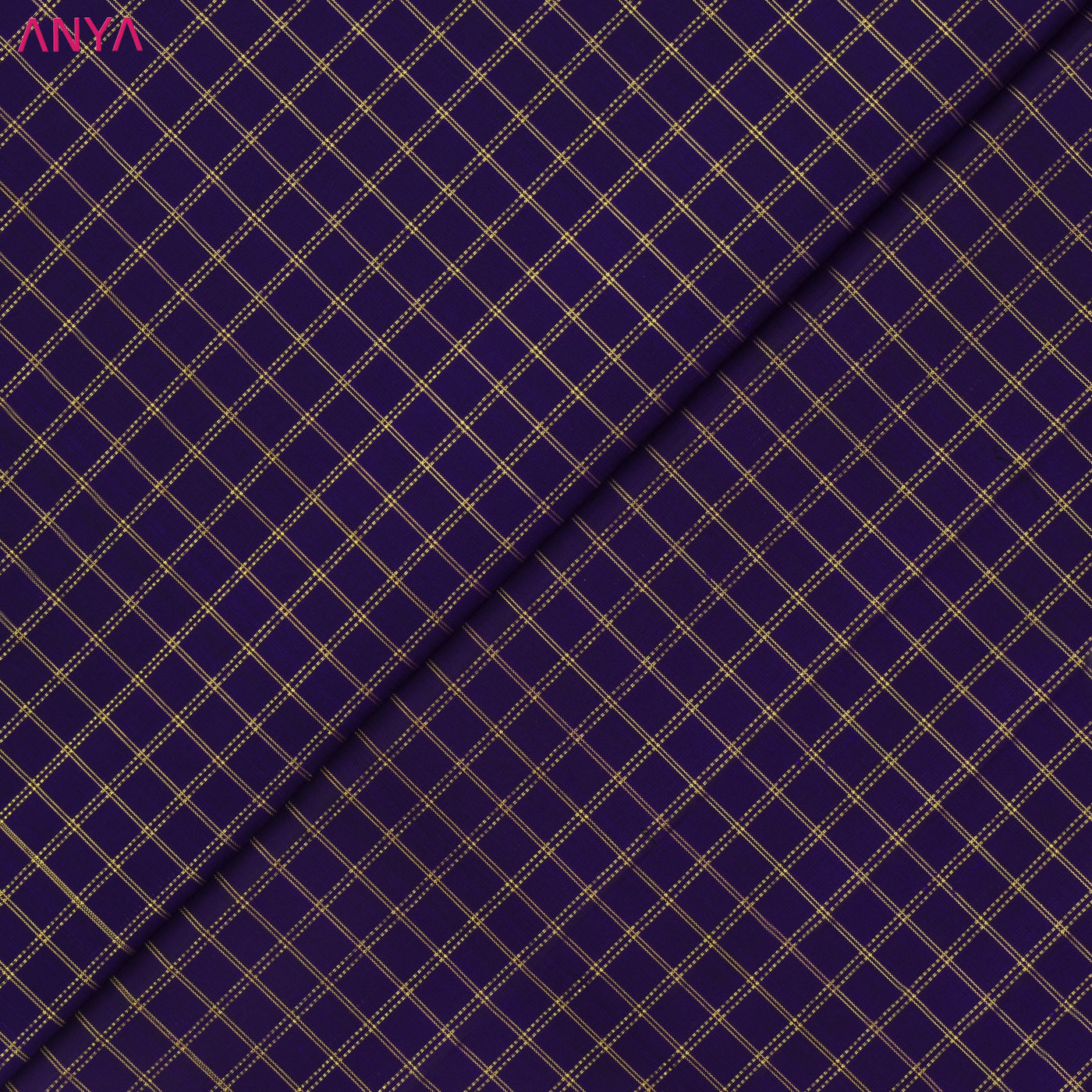 Violet Kanchi Silk Fabric with Muthu Zari Kattam Design