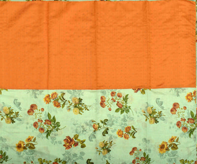 orange-bailu-silk-and-sea-form-green-floral-printed-tussar-half-and-half-saree-with-blouse