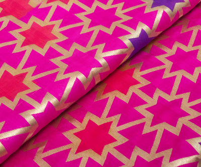 hot-pink-banarasi-silk-fabric-with-star-zari-highlights