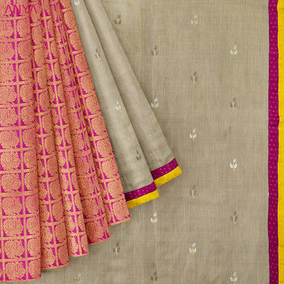 tissue-tussar-silk-with-pink-checked-mayilchakaram-kanchi-silk-half-and-half-saree-pink-blouse