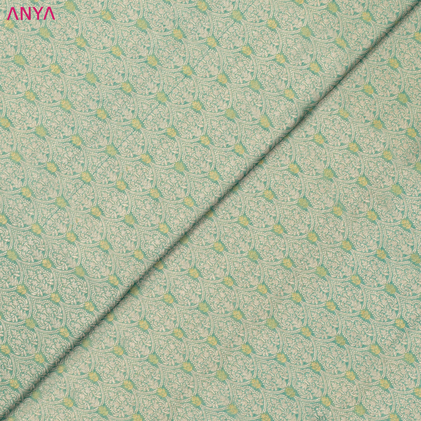 Olive Green Banarasi Silk Fabric with Creeper Design
