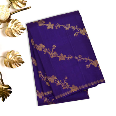 Violet Kanchipuram Silk Saree with Kodi Creeper Design