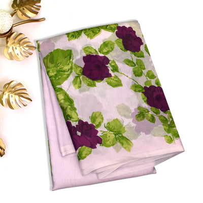 Light Grey Organza Saree with Floral Printed Design