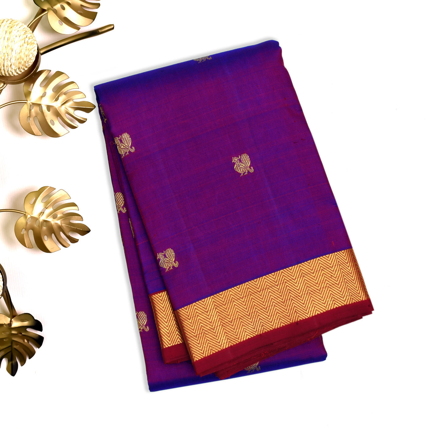 Magenta Kanchipuram Silk Saree with Mayil Butta Design