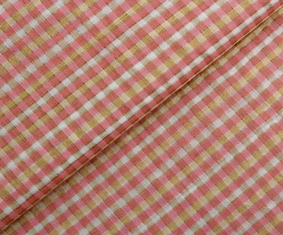 peach-self-checked-tussar-silk-fabric-1