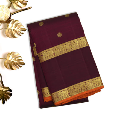 Black Arakku Kanchipuram Silk Saree with Small Zari Butta Design