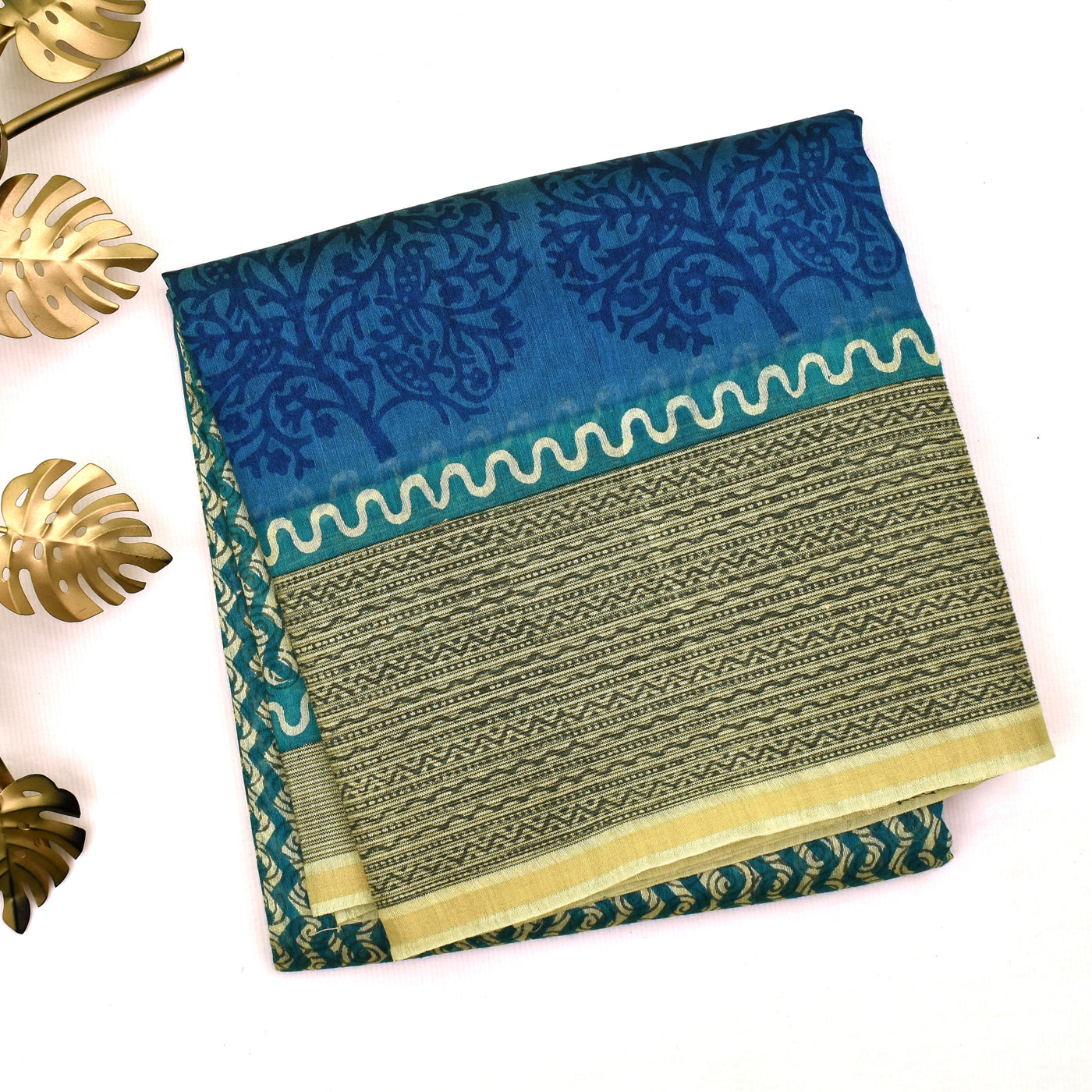 Blue Tussar Silk Saree 