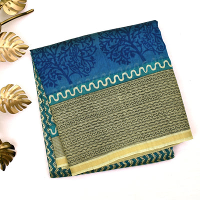 Blue Tussar Silk Saree 