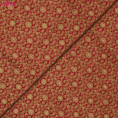 Red Banarasi Silk Fabric with Creeper Design