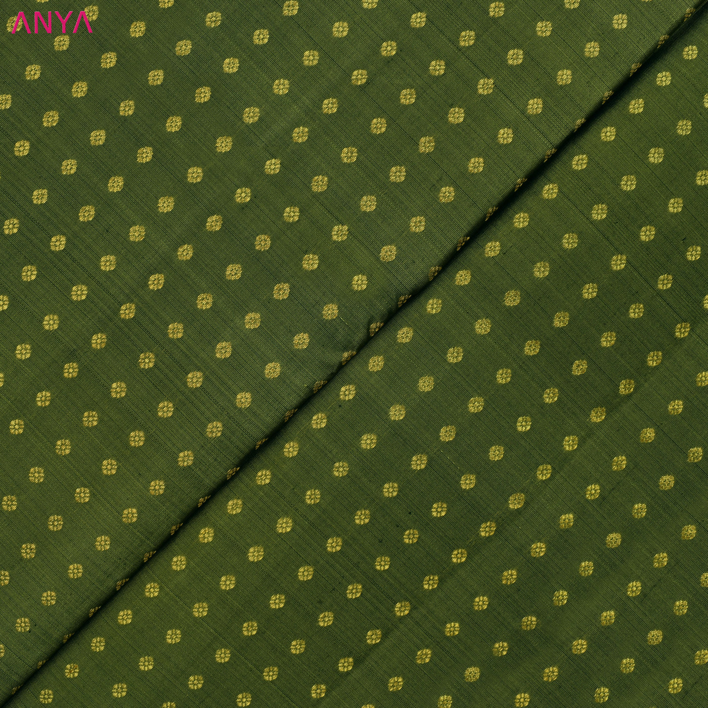 Mehanthi Green Kanchi Silk Fabric with Kamalam Butta Design