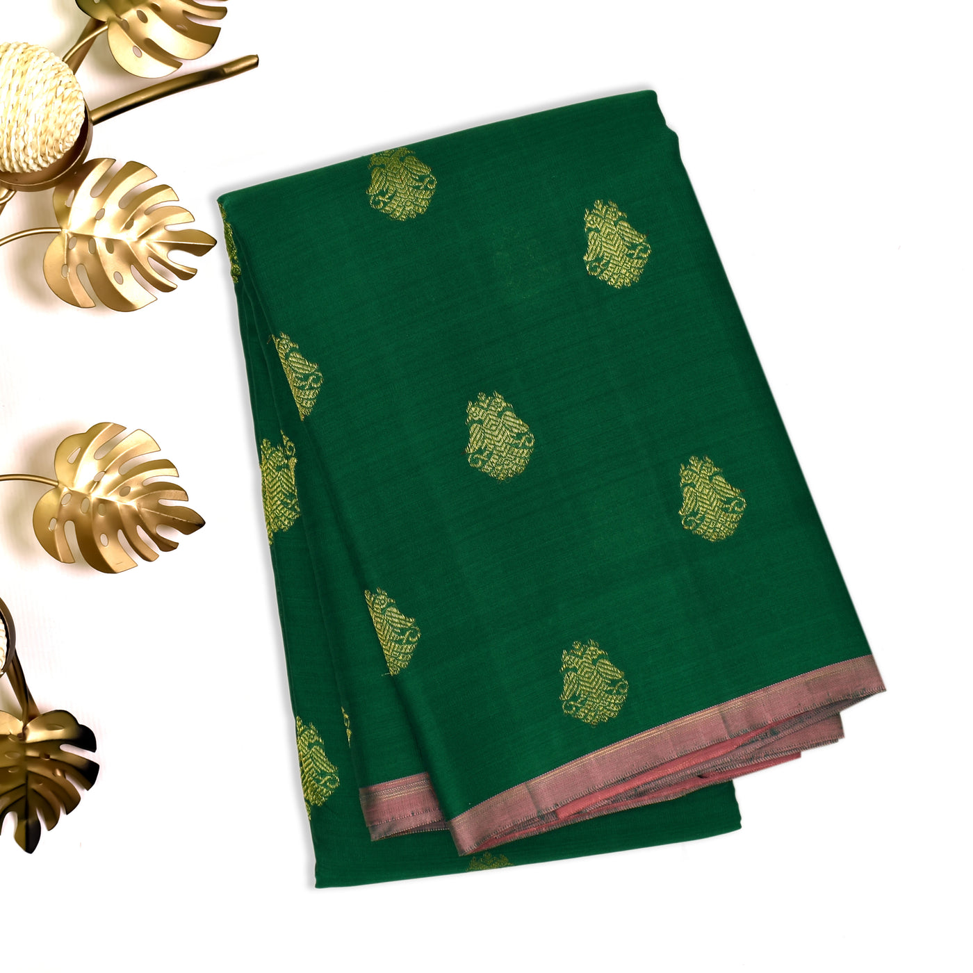 Green Kanchipuram Silk Saree with Medium Butta Design