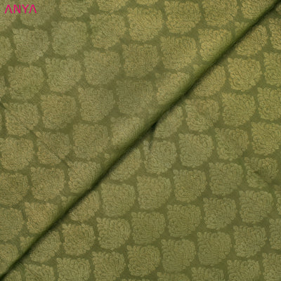 Greyish Green Kanchi Organza Silk Fabric with Medium Butta Design